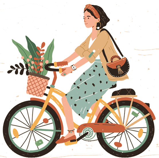 Eine junge Frau auf einem Fahrrad